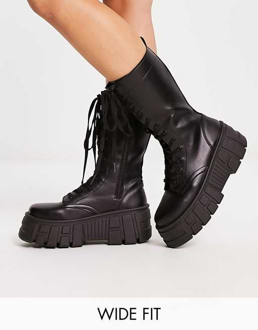 Asos black chunky boots sale