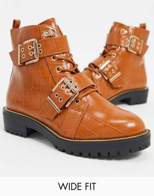 wide fit tan boots