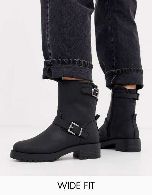 Asos black biker clearance boots