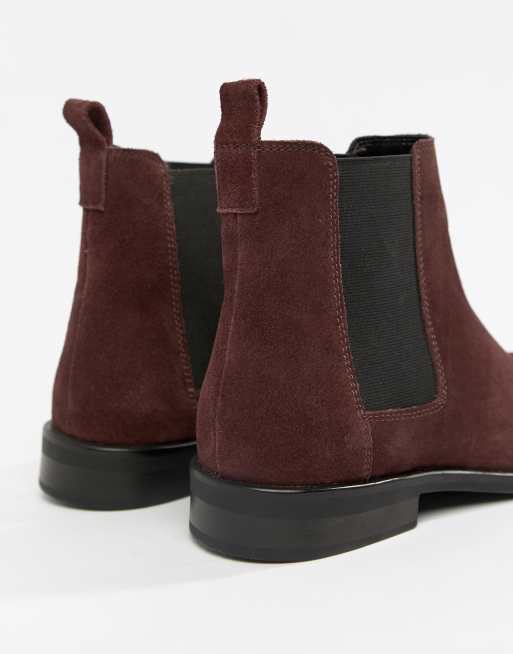 ASOS DESIGN Wide Fit Aura suede chelsea ankle boots