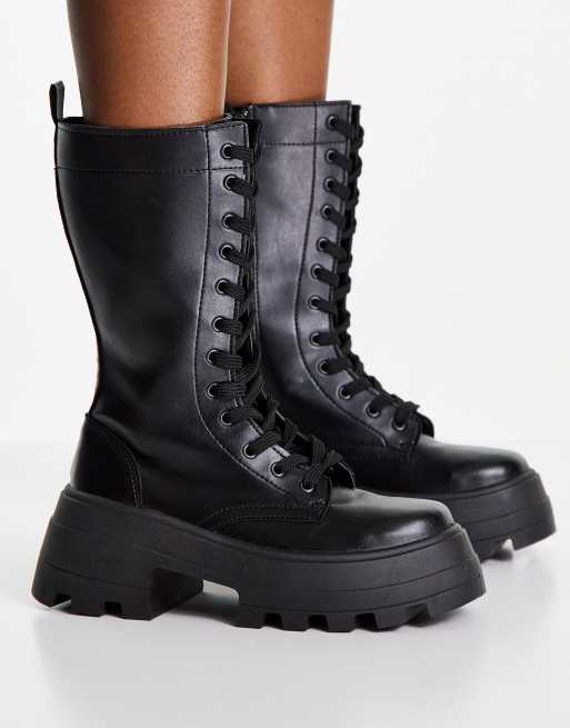 ASOS DESIGN Wide Fit – Aurora – Svarta, grova boots med snörning, bred passform, 2 av 4
