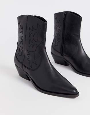 black leather cowboy boots