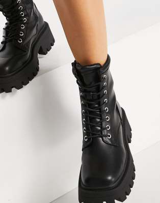 black wide square toe boots
