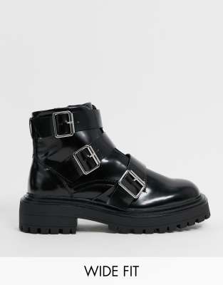 wide fit biker ankle boots