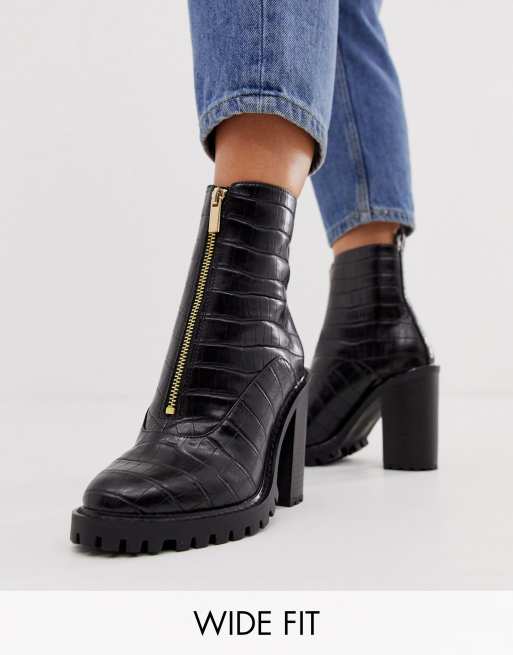 Black croc ankle boots asos hot sale