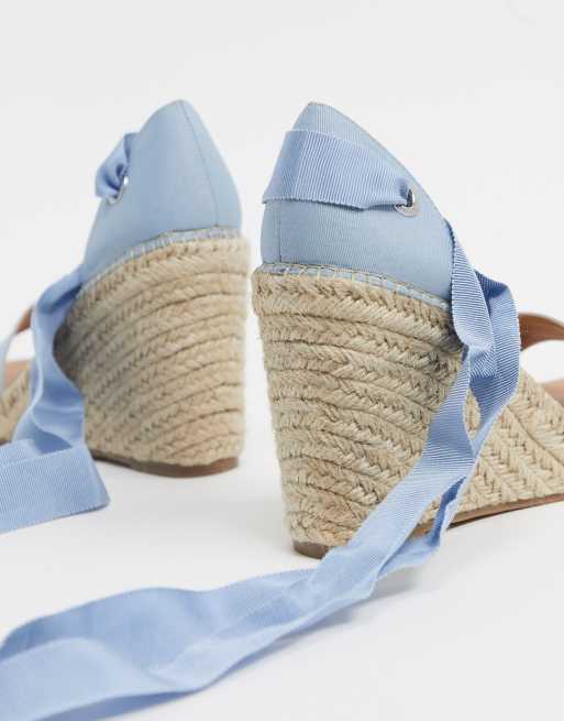 ASOS DESIGN - Wide Fit - Blå espadrille-sandaler med bindebånd om benet, 4 af 4