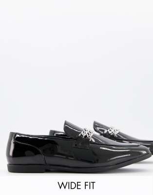 black patent loafers wide fit