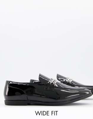 wide fit patent loafers