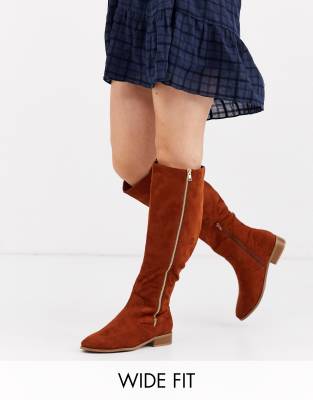 tan wide fit knee high boots