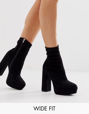 ASOS DESIGN Wide Fit Blake platform sock boots in black | ASOS