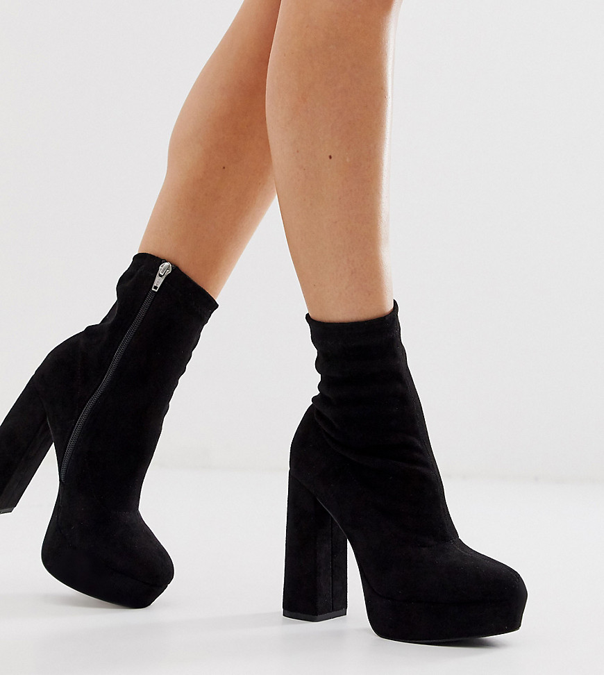 ASOS DESIGN Wide Fit Blake platform sock boots in black