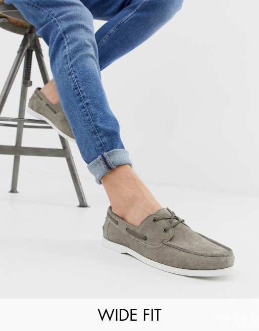 Grey suede boat shoes sale