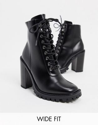 black tie up heel boots
