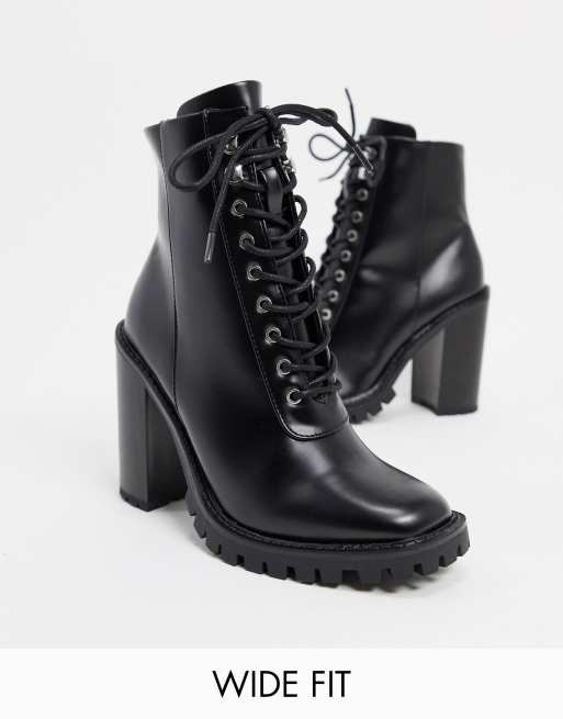 Black chunky heel lace up clearance boots