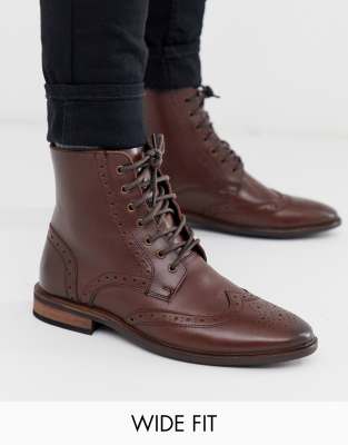 wide fit brogue boots