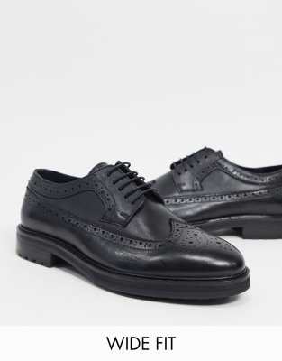 mens wide fit black leather shoes