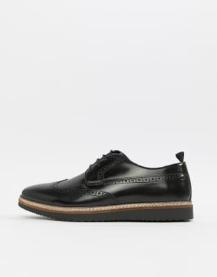 black wedge brogues