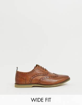 wide fit tan brogues