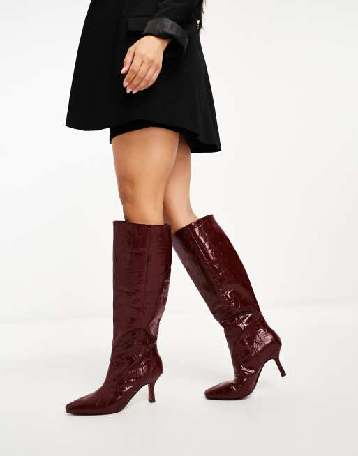 Burgundy long boots sale