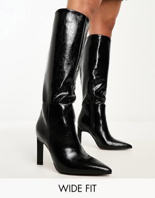 Asos Design Wide Fit Cancun Knee High Boots In Black