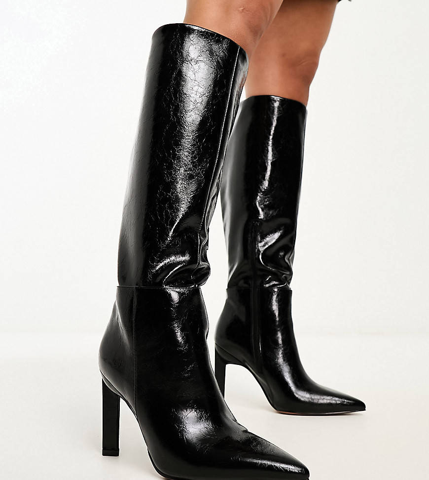 Asos Design Wide Fit Cancun Knee High Boots In Black