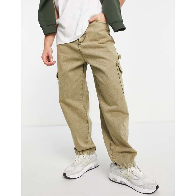 ASOS DESIGN wide fit cargo pants with heavy vintage wash