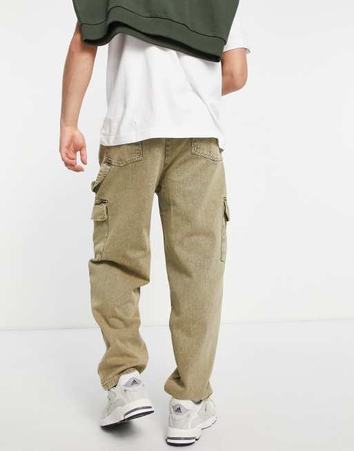 ASOS DESIGN wide fit cargo pants with heavy vintage wash ASOS