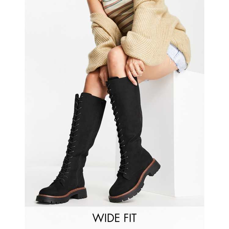 Lace up knee high clearance boots