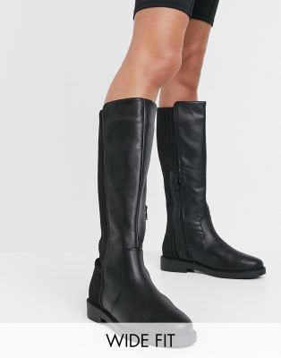 asos design azure chunky front zip boots in black