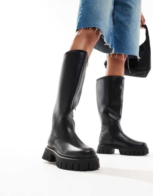 Asos flat shop knee high boots