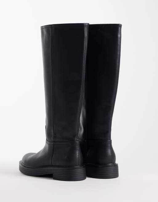 ASOS DESIGN Wide Fit Cerys Chunky Pull-on-Reitstiefel bis zum Knie in Schwarz, 4 von 4