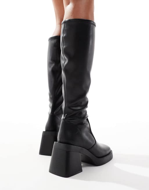 ASOS DESIGN Wide Fit – Charlotte – Kniehohe Stiefel in Schwarz mit Absatz, weite Passform, 2 von 4