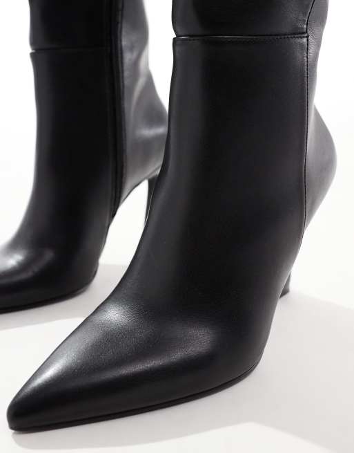 ASOS DESIGN Wide Fit Charm heeled knee boot in black