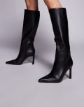 [ASOS DESIGN] ASOS DESIGN Wide Fit Charmed heeled knee boots in black 10 BLACK
