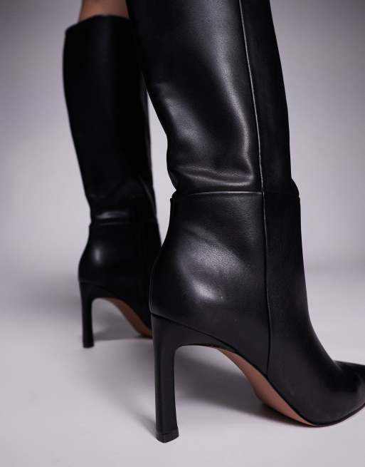 ASOS DESIGN Wide Fit Charmed heeled knee boots in black