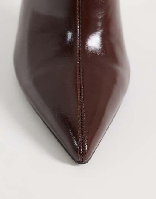 ASOS DESIGN Wide Fit Charming heeled knee boots in chocolate, 3 of 4