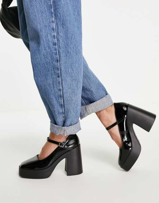 ASOS DESIGN Wide Fit chaussures babies à talon plateforme Penny noires, 2 de 4