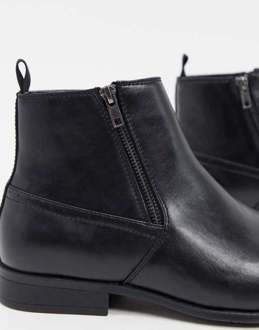 Asos design chelsea boots in black faux leather with zips sale