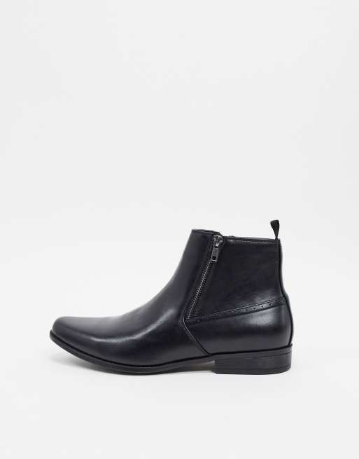 Asos design chelsea boots in black faux leather with zips sale