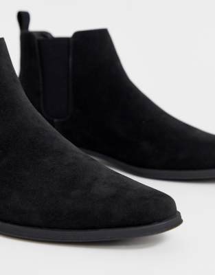 black faux suede chelsea boots