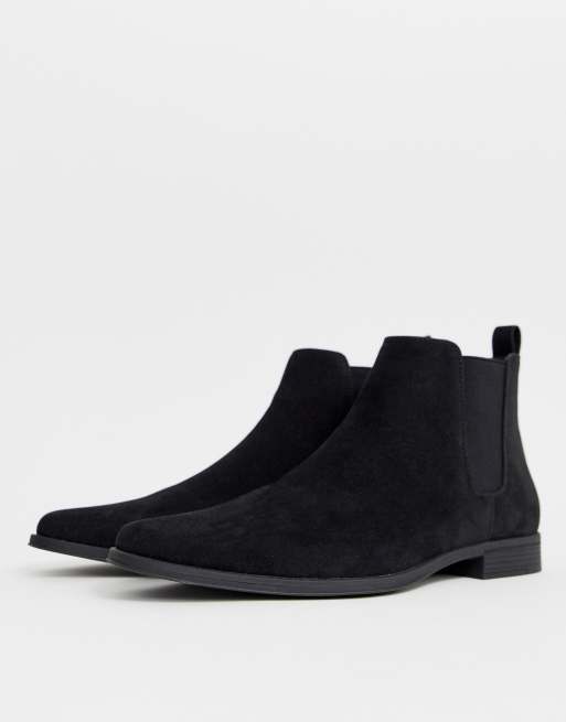 Asos design chelsea boots in black faux outlet suede