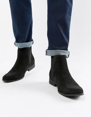 asos design chelsea boots in black faux suede