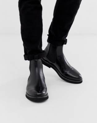 wide fit black leather chelsea boots