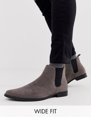wide fit grey boots