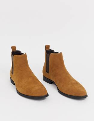 tan faux suede chelsea boots