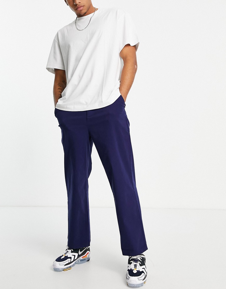 ASOS DESIGN wide fit chinos in navy