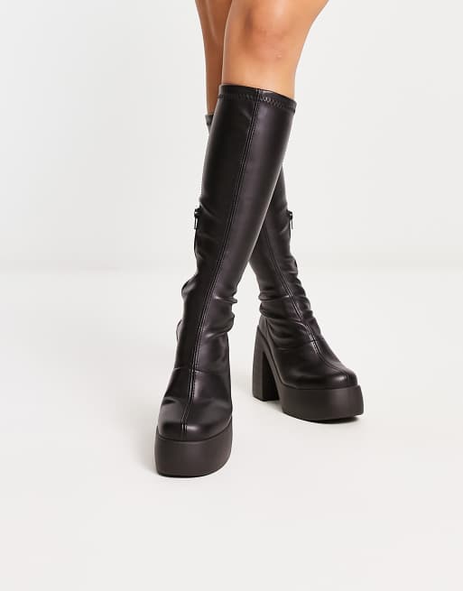 ASOS DESIGN - Wide Fit - Cleo - Højhælede knæstøvler i sort, 2 af 4