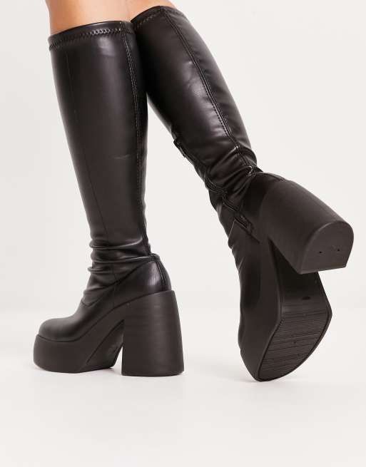 ASOS DESIGN - Wide Fit - Cleo - Højhælede knæstøvler i sort, 3 af 4