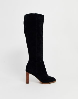 black suede knee high boots wide fit