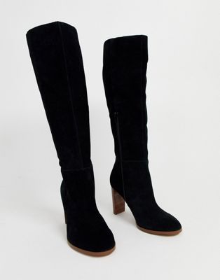 black knee length suede boots